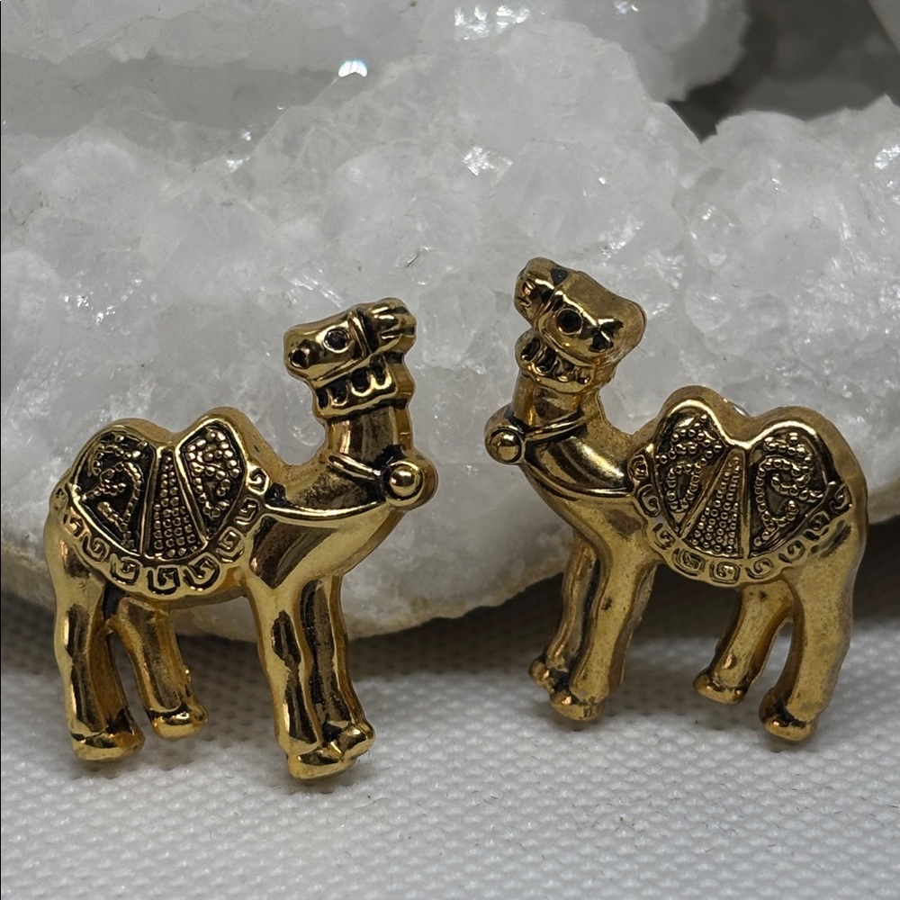 Gold Camel Stud Earrings- Yogi Earring Collection